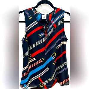 Cabi Top Hold up Top Size S Keyhole Tie Front Navy Winding belt Tank Faye